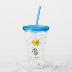 Cute egel en ballonpatroon van cartoon acryl drinkbeker