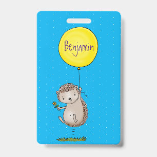 Cute egel en ballonpatroon van cartoon badge