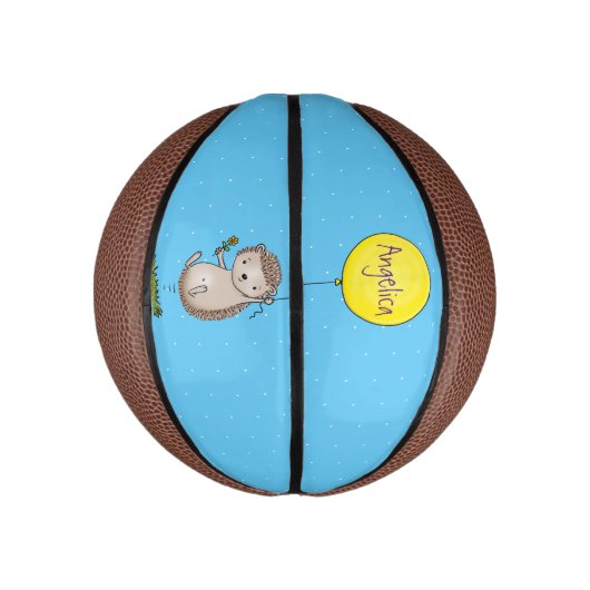 Cute egel en ballonpatroon van cartoon basketbal (Verticaal)