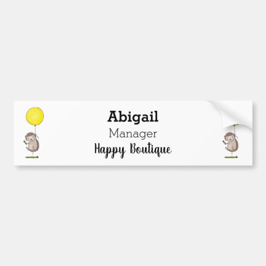 Cute egel en ballonpatroon van cartoon bumpersticker (Voorkant)
