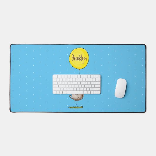 Cute egel en ballonpatroon van cartoon bureaumat (Keyboard & Muis)