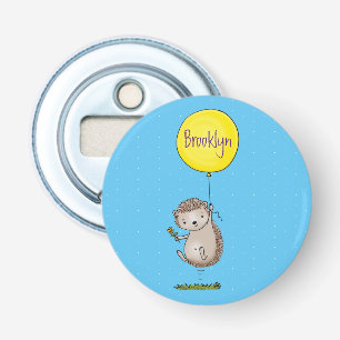 Cute egel en ballonpatroon van cartoon button flesopener
