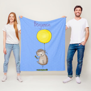 Cute egel en ballonpatroon van cartoon fleece deken