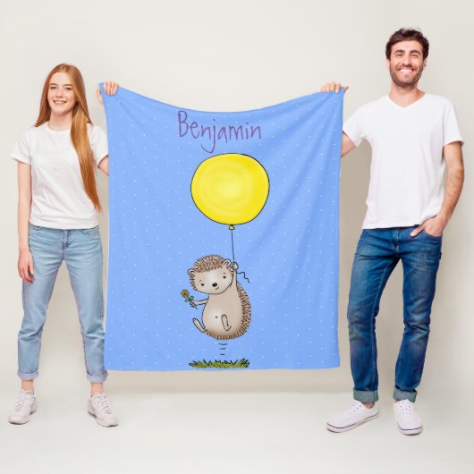 Cute egel en ballonpatroon van cartoon fleece deken (In situ)