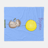 Cute egel en ballonpatroon van cartoon fleece deken (Voorkant (Horizontaal))
