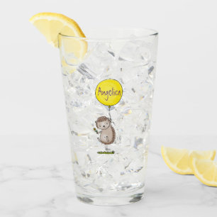 Cute egel en ballonpatroon van cartoon glas
