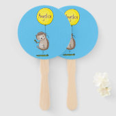 Cute egel en ballonpatroon van cartoon handwaaier (Voorkant en achterkant)