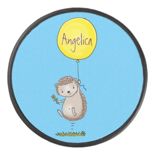 Cute egel en ballonpatroon van cartoon hockey puck (Voorkant)