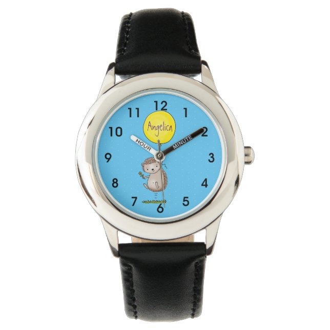 Cute egel en ballonpatroon van cartoon horloge (Voorkant)