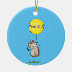 Cute egel en ballonpatroon van cartoon keramisch ornament