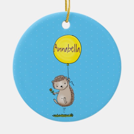 Cute egel en ballonpatroon van cartoon keramisch ornament (Voorkant)