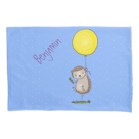 Cute egel en ballonpatroon van cartoon kussensloop (Voorkant)