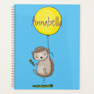 Cute egel en ballonpatroon van cartoon planner