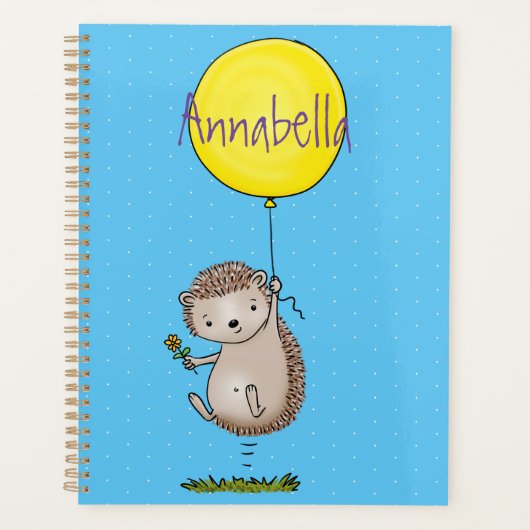 Cute egel en ballonpatroon van cartoon planner (Voorkant)