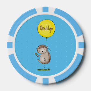 Cute egel en ballonpatroon van cartoon poker chips