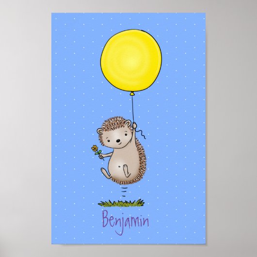 Cute egel en ballonpatroon van cartoon poster (Voorkant)