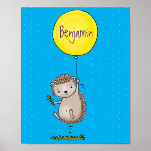 Cute egel en ballonpatroon van cartoon poster