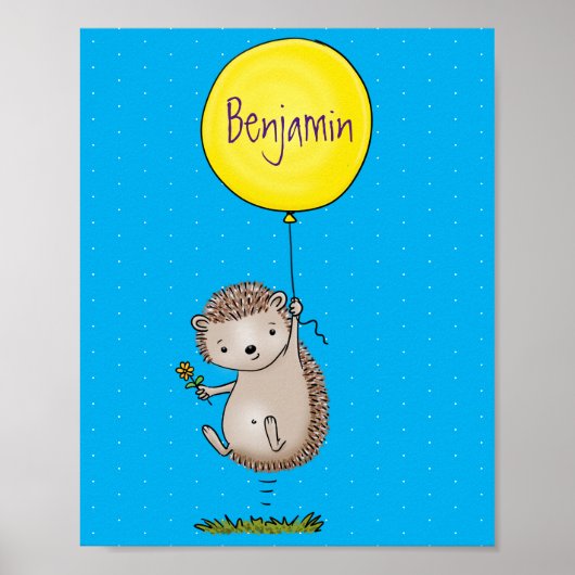 Cute egel en ballonpatroon van cartoon poster (Voorkant)