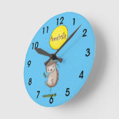 Cute egel en ballonpatroon van cartoon ronde klok (Hoek)