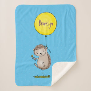 Cute egel en ballonpatroon van cartoon sherpa deken