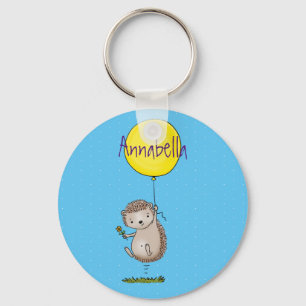 Cute egel en ballonpatroon van cartoon sleutelhanger