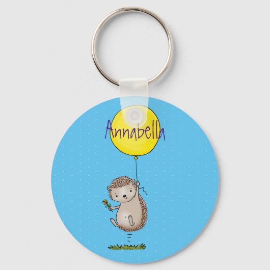 Cute egel en ballonpatroon van cartoon sleutelhanger (Voorkant)