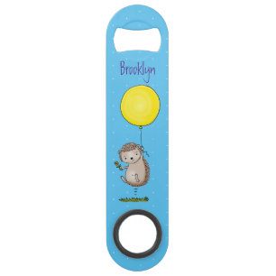 Cute egel en ballonpatroon van cartoon speed flessenopener