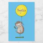 Cute egel en ballonpatroon van cartoon voedselcontainer etiket (Enkel label)