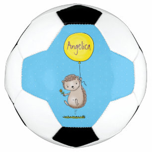 Cute egel en ballonpatroon van cartoon voetbal