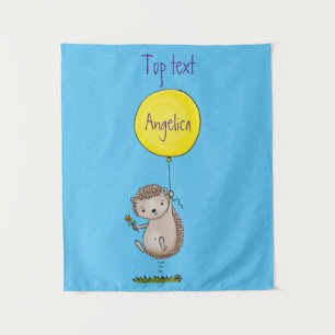 Cute egel en ballonpatroon van cartoon wandkleed
