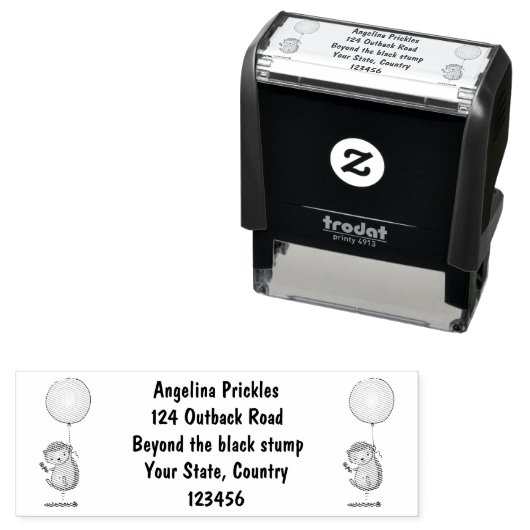 Cute egel en ballonpatroon van cartoon  zelfinktende stempel (In situ)