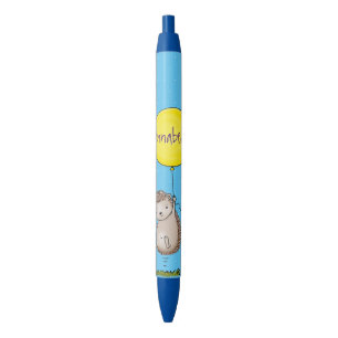 Cute egel en ballonpatroon van cartoon zwarte inkt pen