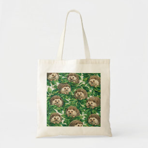 Cute Egel en Groen Blad Patroon Tote Bag