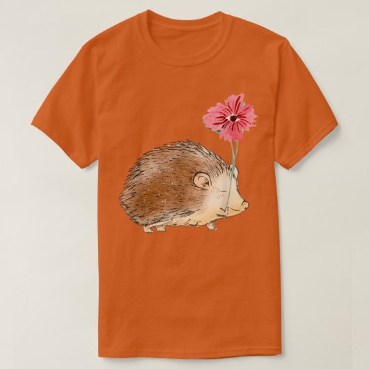 Cute  Egel & Flower Art T-shirt (Design voorkant)