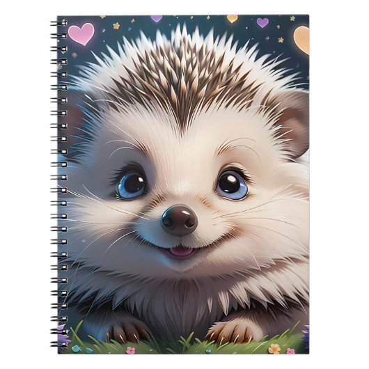 Cute egel met grote blauwe ogen notitieboek (Voorkant)