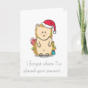 Cute egel met kersthoed kerstkaart feestdagen kaart