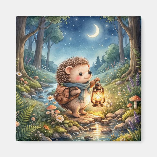 Cute egel met lantaarn koelkast magneet (Voorkant)