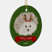 Cute egel met rendierlijk Pet Keramisch Ornament (Rechts)