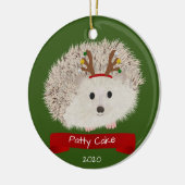 Cute egel met rendierlijk Pet Keramisch Ornament (Links)