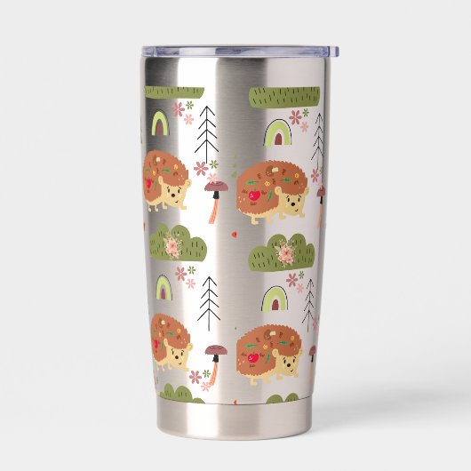 Cute Egel Natuur Bloemrijk Regenboog Patroon Geïsoleerde Drinkbeker (Links)