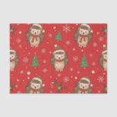Cute Egel Patroon Rood Groen Kerstmis  Tissuepapier (Voorkant)