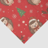 Cute Egel Patroon Rood Groen Kerstmis  Tissuepapier (Detail)
