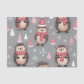 Cute Egel Patroon Roze Grijs Kerst Tissuepapier (Voorkant)