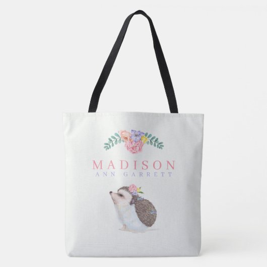 Cute Egel roze Naam Baby Canvas tas toevoegen (Voorkant)