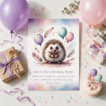 Cute Egel Verjaardagsuitnodiging – Woodland Boho