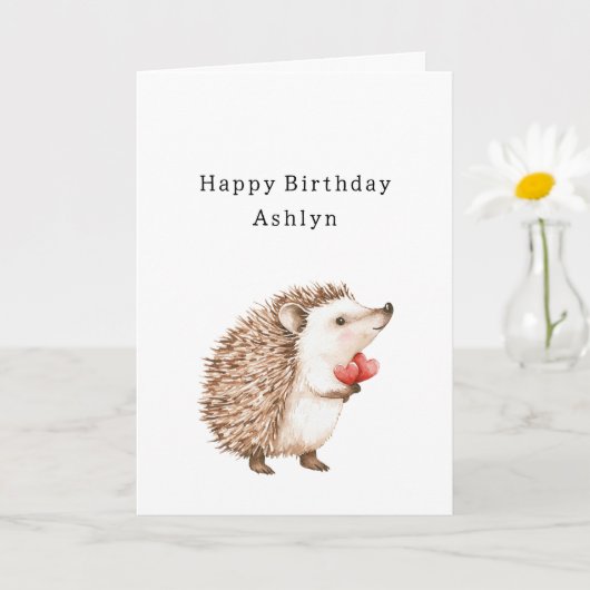 Cute Egels Hartjes Verjaardag Kaart (Kleine Plant)