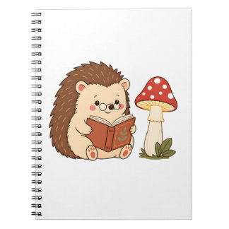Cute Egeltje Leest Paddenstoel Lamp Notitieboek