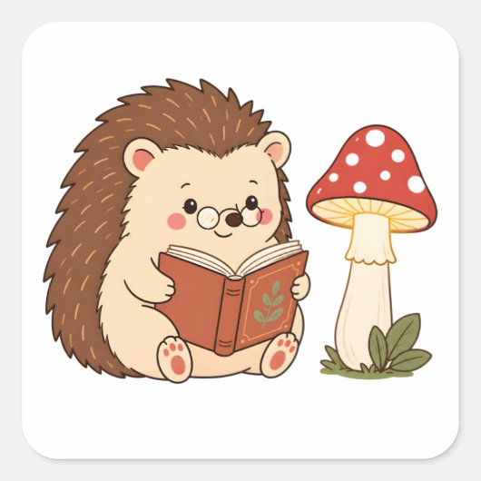 Cute Egeltje Leest Paddenstoel Lamp Sticker (Voorkant)