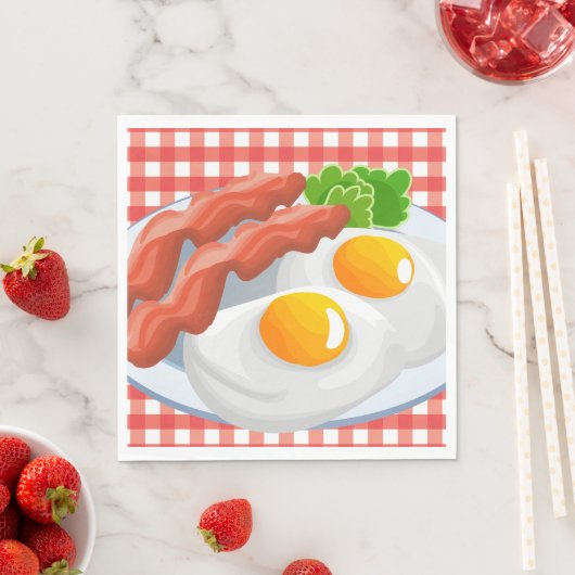 Cute egg bacon party Breakfast paper napkins Servet (Insitu)