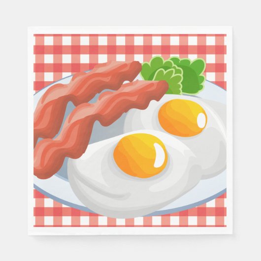 Cute egg bacon party Breakfast paper napkins Servet (Voorkant)